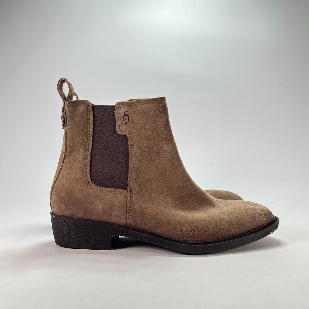 UGG Emmeth Brown Suede Chelsea Casual Pull On Ankle Boots 1114254 Women's Sz 9.5